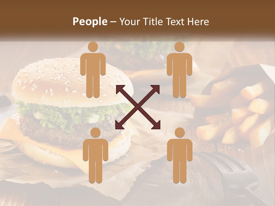 Two Hamburgers And Fries On A Wooden Table PowerPoint Template