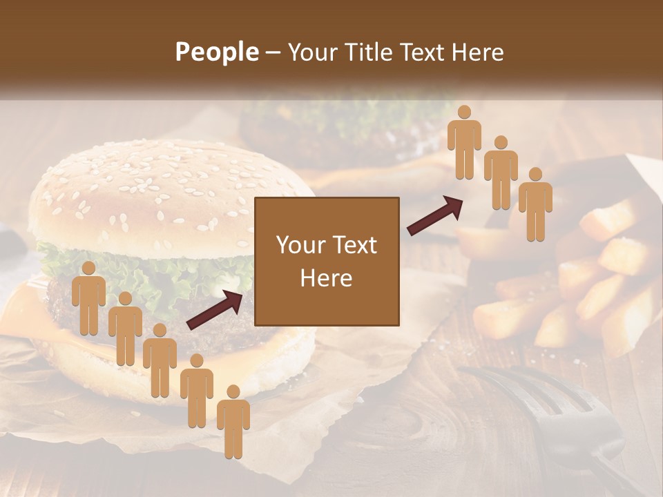 Two Hamburgers And Fries On A Wooden Table PowerPoint Template