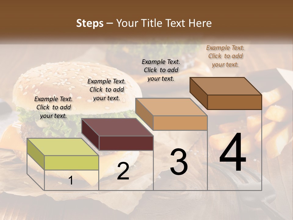 Two Hamburgers And Fries On A Wooden Table PowerPoint Template