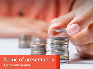 A Person Stacking Coins On Top Of Each Other PowerPoint Template