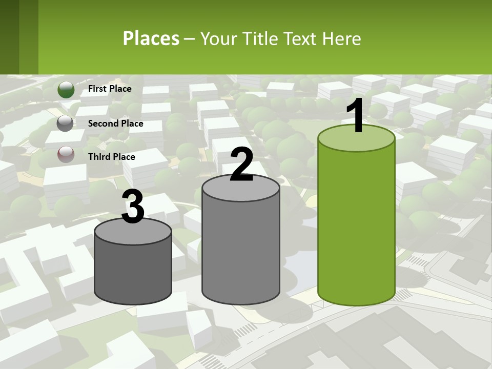 A Computer Generated Map Of A City With Lots Of Trees PowerPoint Template