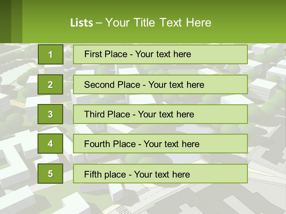 A Computer Generated Map Of A City With Lots Of Trees PowerPoint Template