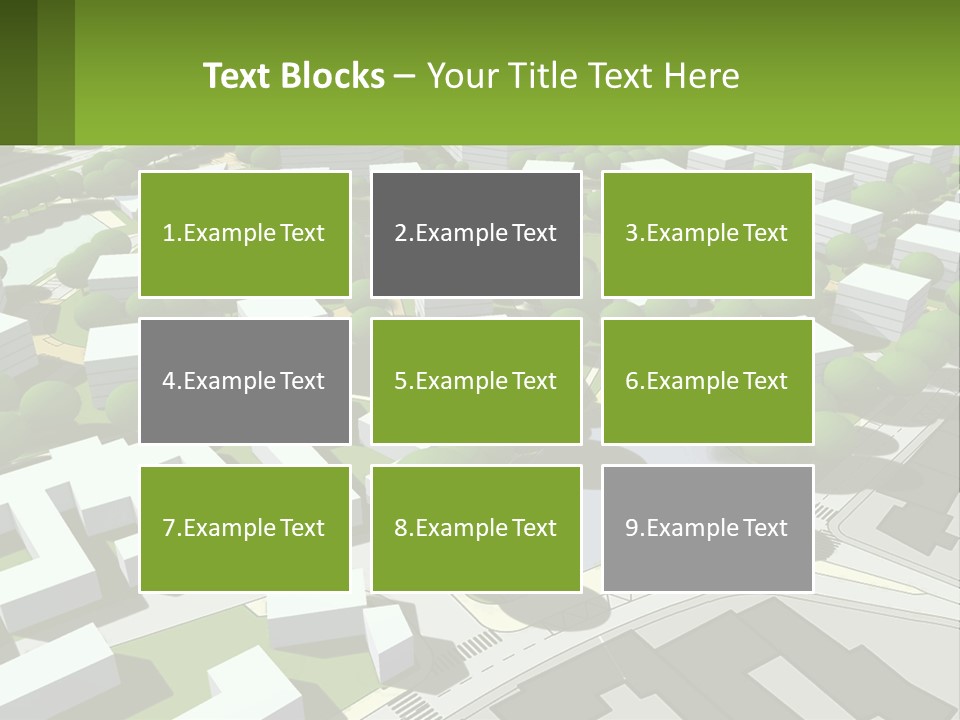 A Computer Generated Map Of A City With Lots Of Trees PowerPoint Template