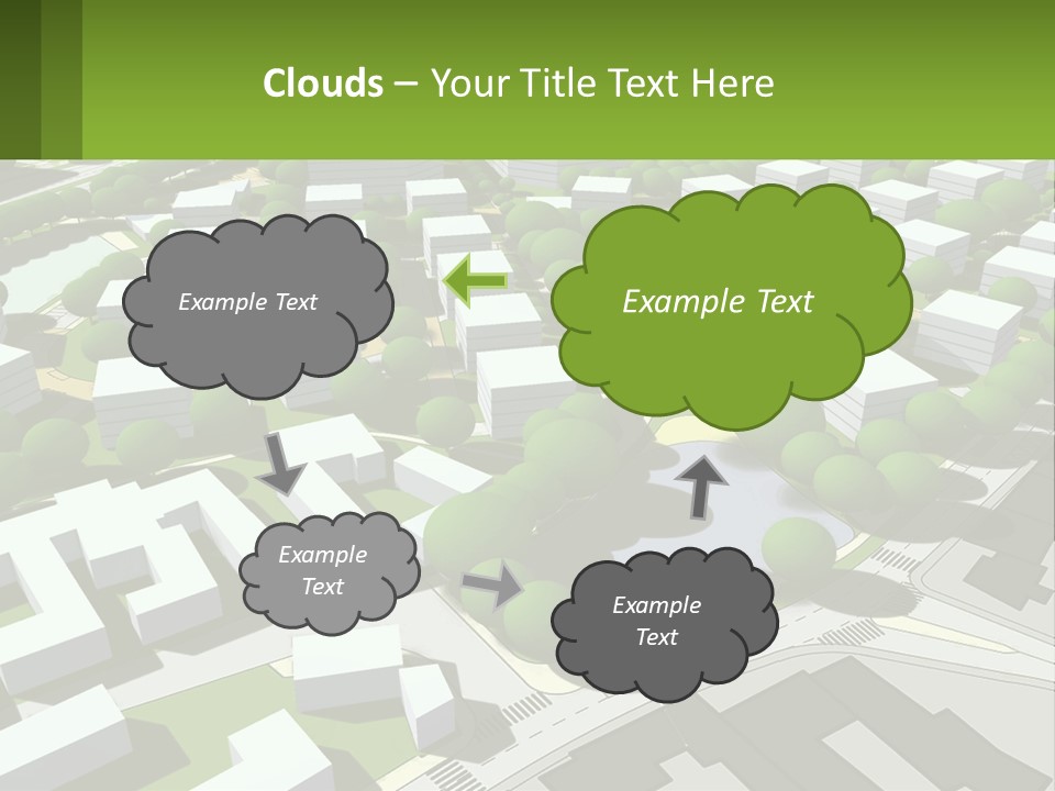 A Computer Generated Map Of A City With Lots Of Trees PowerPoint Template