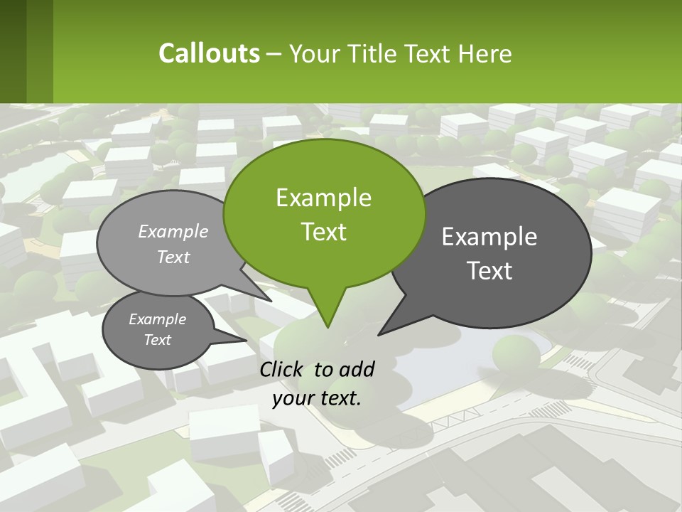 A Computer Generated Map Of A City With Lots Of Trees PowerPoint Template