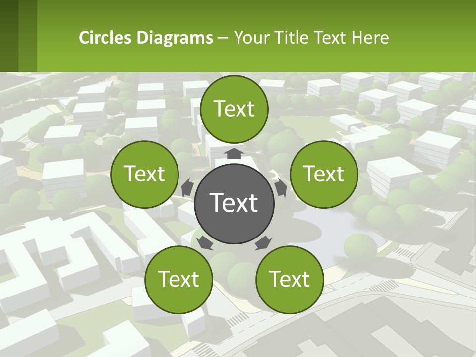 A Computer Generated Map Of A City With Lots Of Trees PowerPoint Template