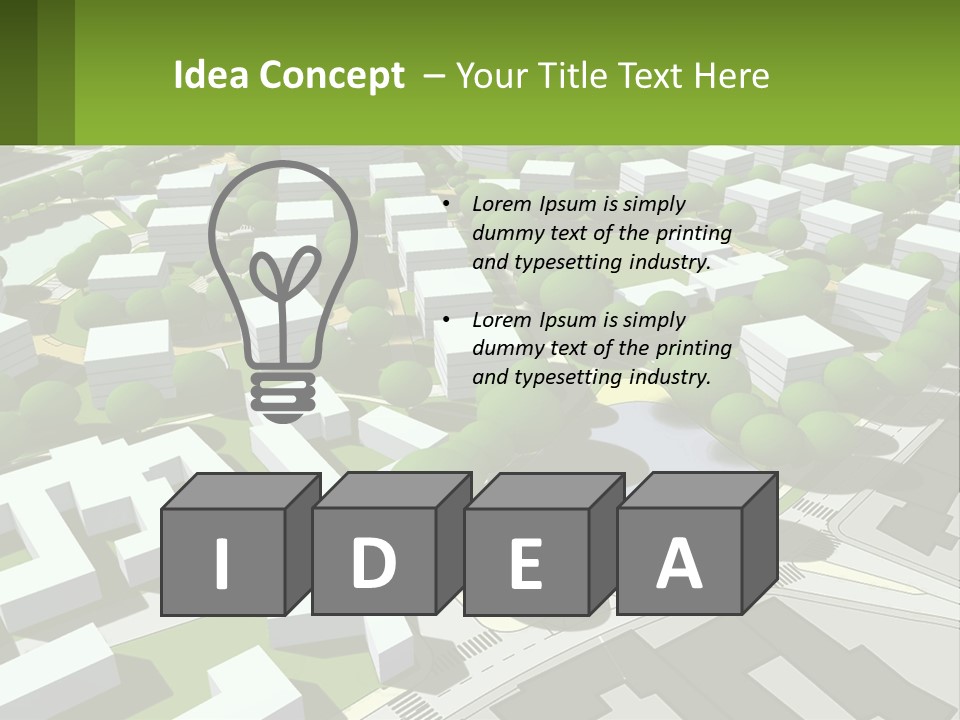 A Computer Generated Map Of A City With Lots Of Trees PowerPoint Template