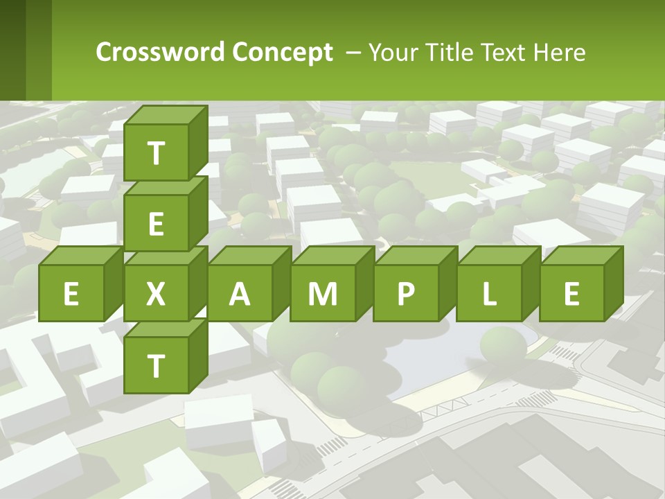 A Computer Generated Map Of A City With Lots Of Trees PowerPoint Template