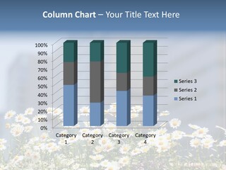 A Field Of Daisies In Front Of Tall Buildings PowerPoint Template