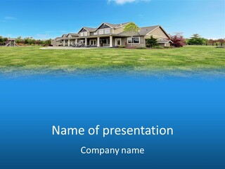 A House In The Middle Of A Green Field PowerPoint Template