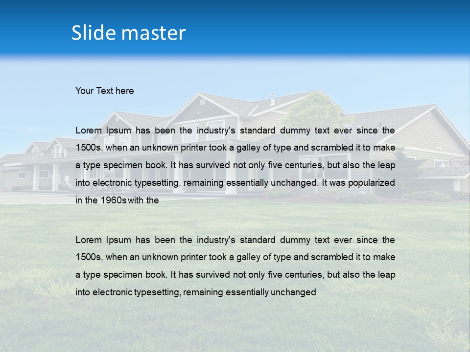 A House In The Middle Of A Green Field PowerPoint Template