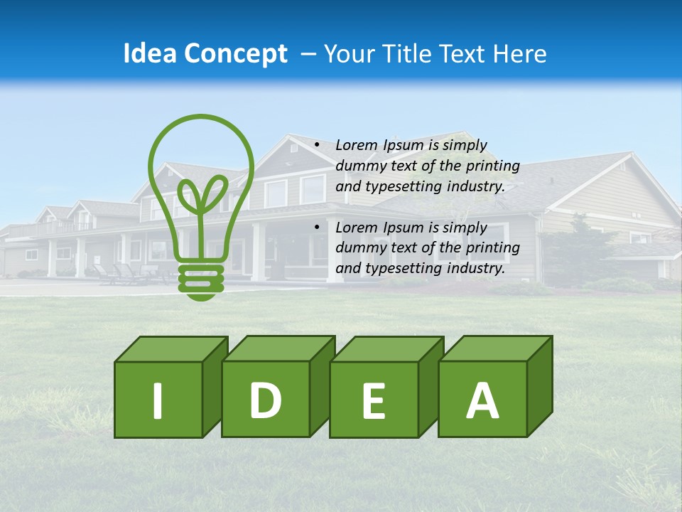 A House In The Middle Of A Green Field PowerPoint Template