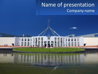 A Large Building With A Fountain In Front Of It PowerPoint Template