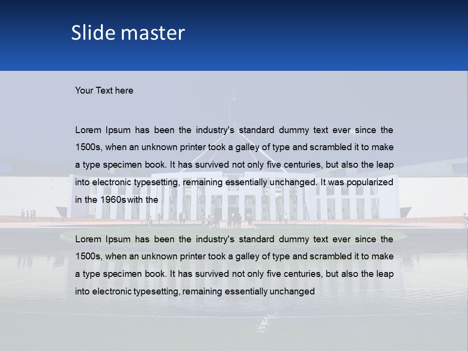 A Large Building With A Fountain In Front Of It PowerPoint Template