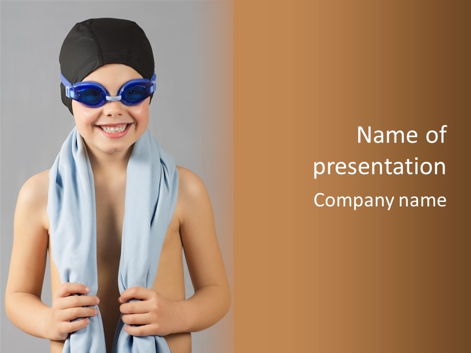 A Young Boy Wearing Sunglasses And A Blue Scarf PowerPoint Template