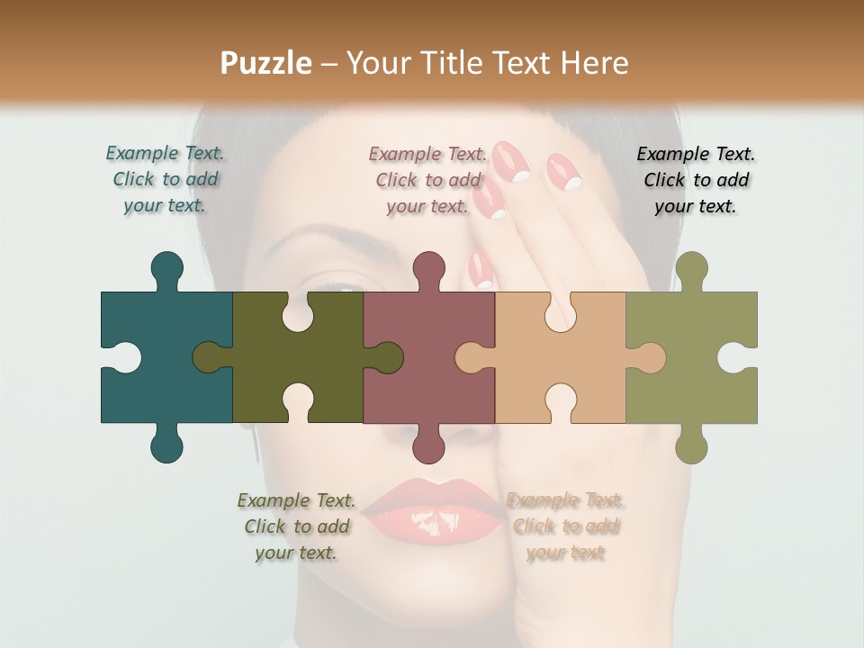 A Woman With Red Lipstick Holding Her Hands To Her Face PowerPoint Template