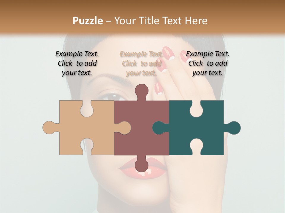 A Woman With Red Lipstick Holding Her Hands To Her Face PowerPoint Template