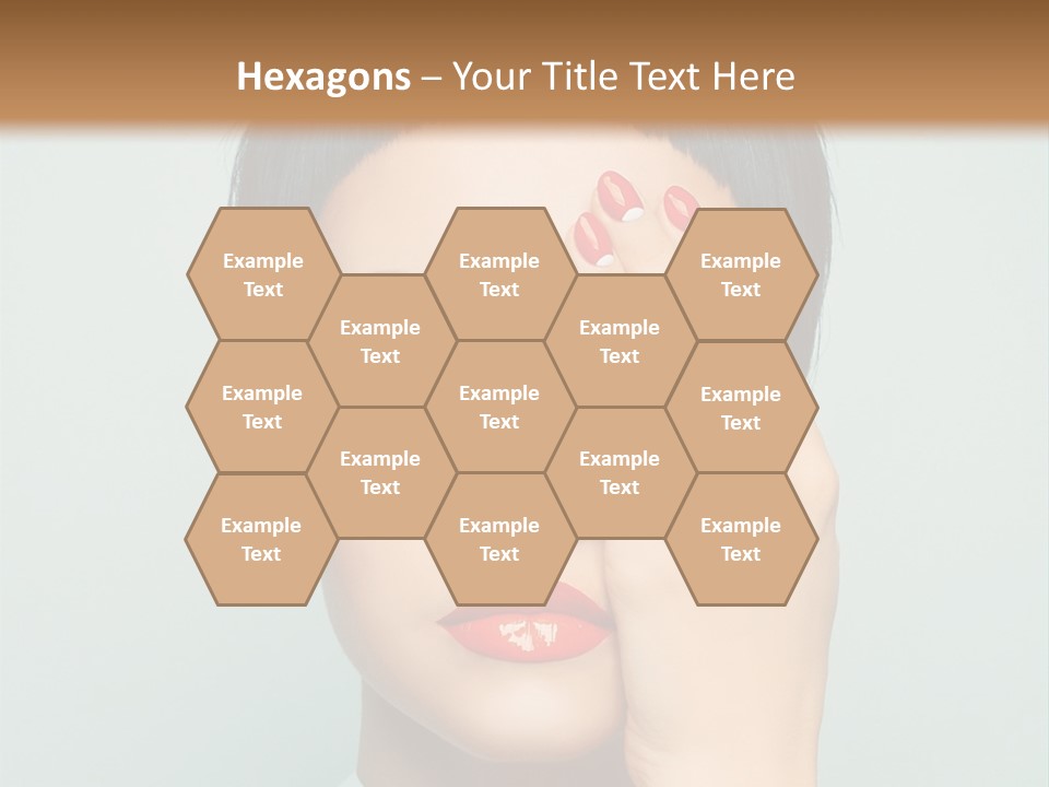 A Woman With Red Lipstick Holding Her Hands To Her Face PowerPoint Template