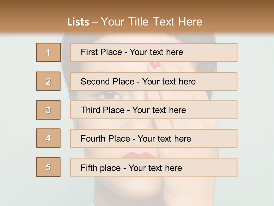 A Woman With Red Lipstick Holding Her Hands To Her Face PowerPoint Template