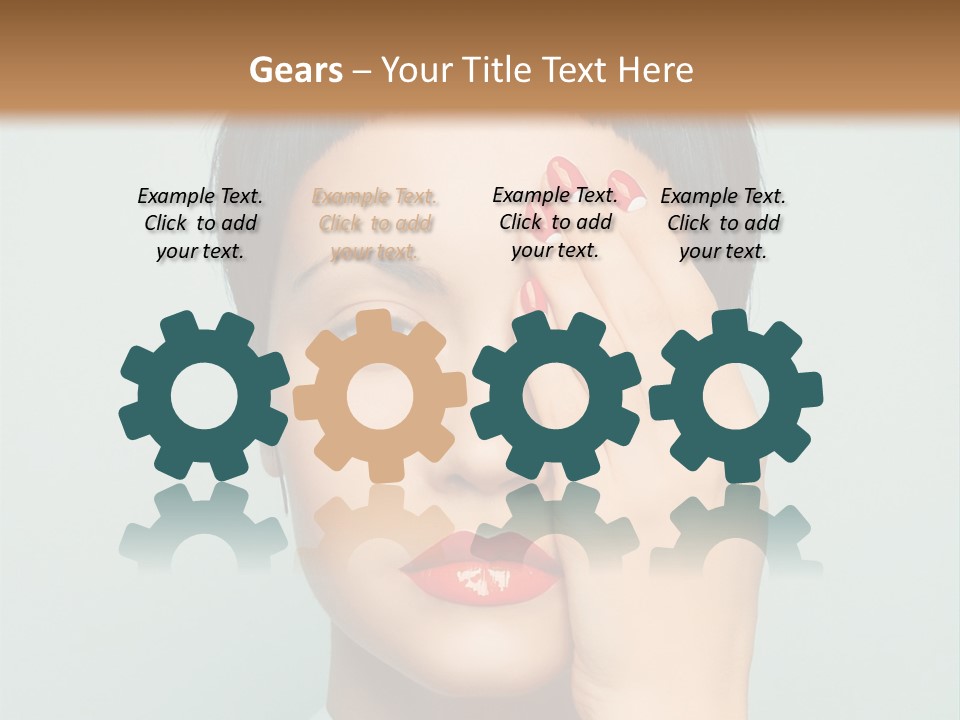 A Woman With Red Lipstick Holding Her Hands To Her Face PowerPoint Template