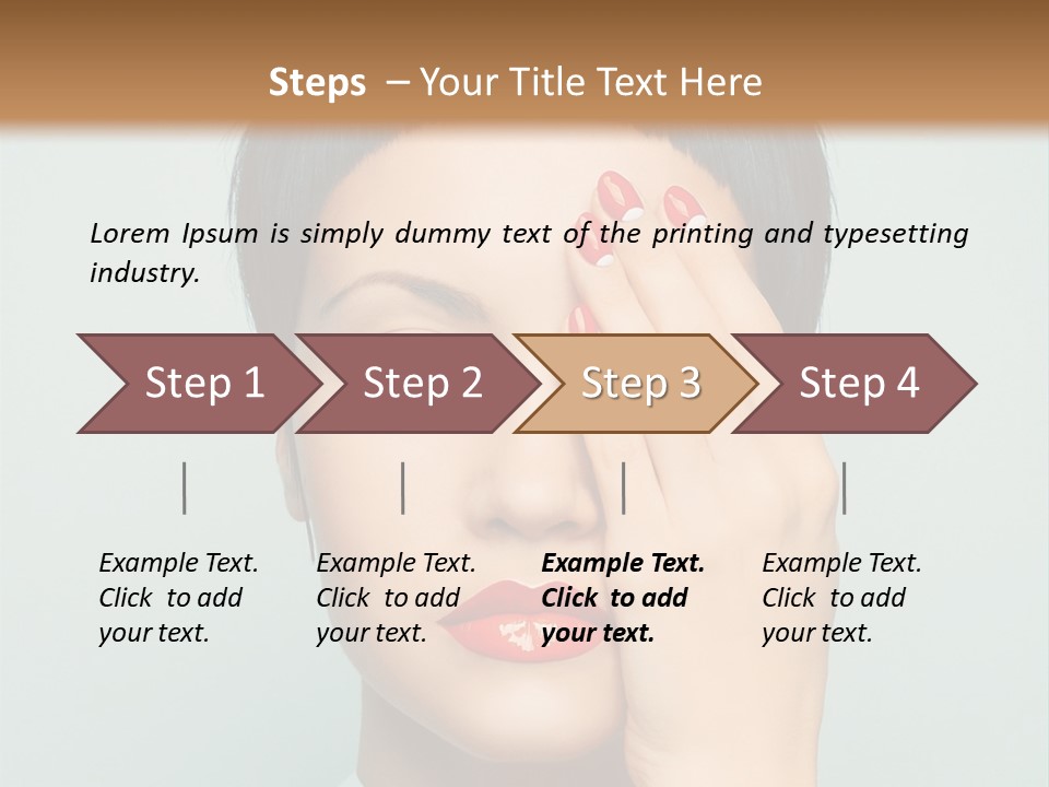A Woman With Red Lipstick Holding Her Hands To Her Face PowerPoint Template