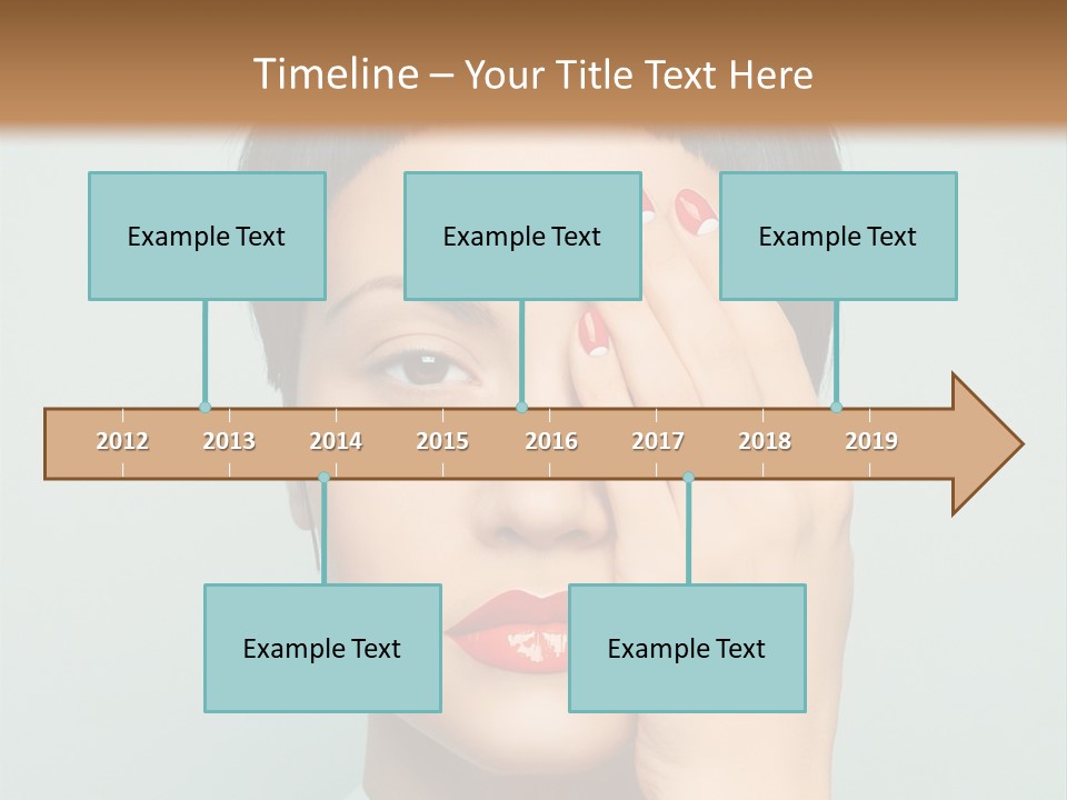 A Woman With Red Lipstick Holding Her Hands To Her Face PowerPoint Template
