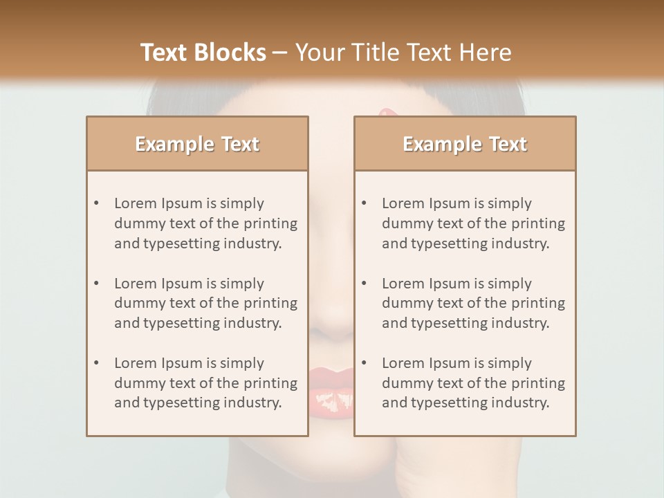 A Woman With Red Lipstick Holding Her Hands To Her Face PowerPoint Template