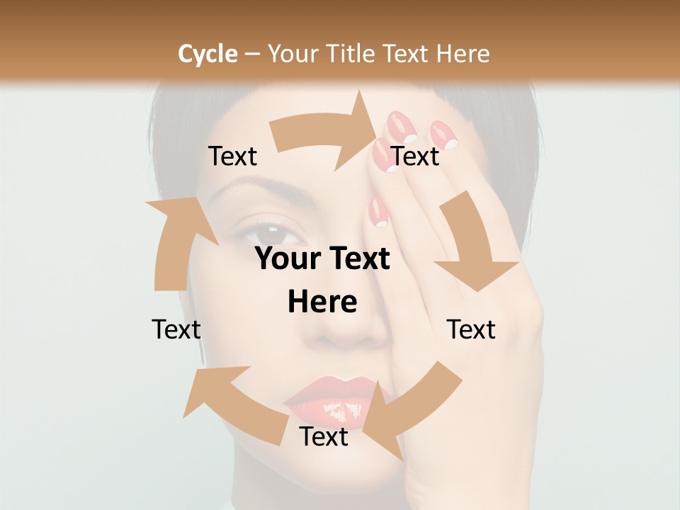 A Woman With Red Lipstick Holding Her Hands To Her Face PowerPoint Template