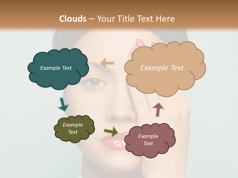 A Woman With Red Lipstick Holding Her Hands To Her Face PowerPoint Template