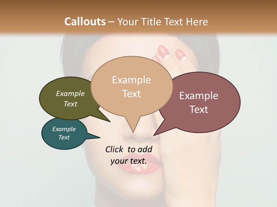 A Woman With Red Lipstick Holding Her Hands To Her Face PowerPoint Template