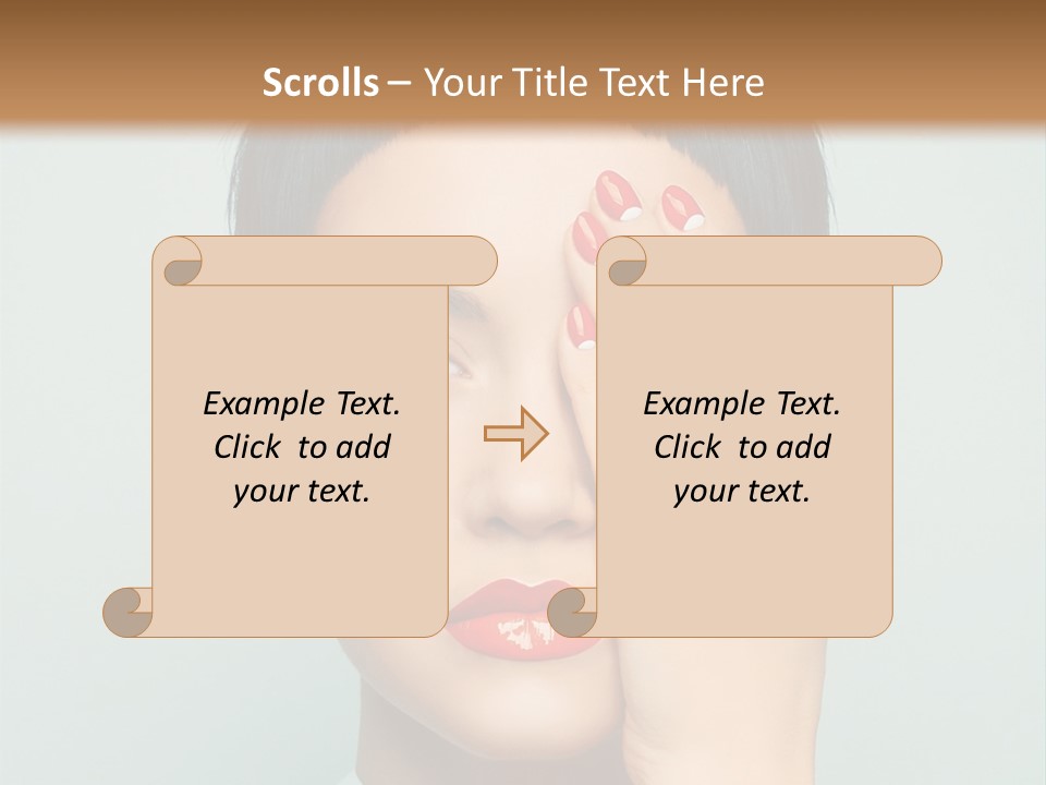 A Woman With Red Lipstick Holding Her Hands To Her Face PowerPoint Template