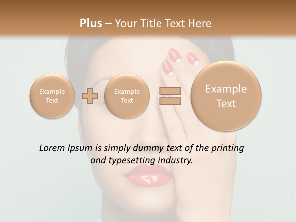 A Woman With Red Lipstick Holding Her Hands To Her Face PowerPoint Template