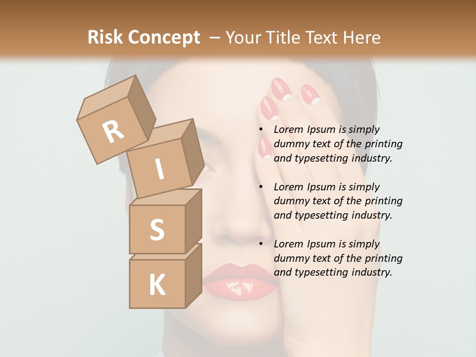 A Woman With Red Lipstick Holding Her Hands To Her Face PowerPoint Template