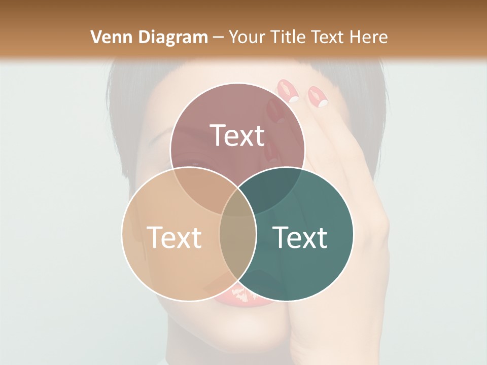 A Woman With Red Lipstick Holding Her Hands To Her Face PowerPoint Template