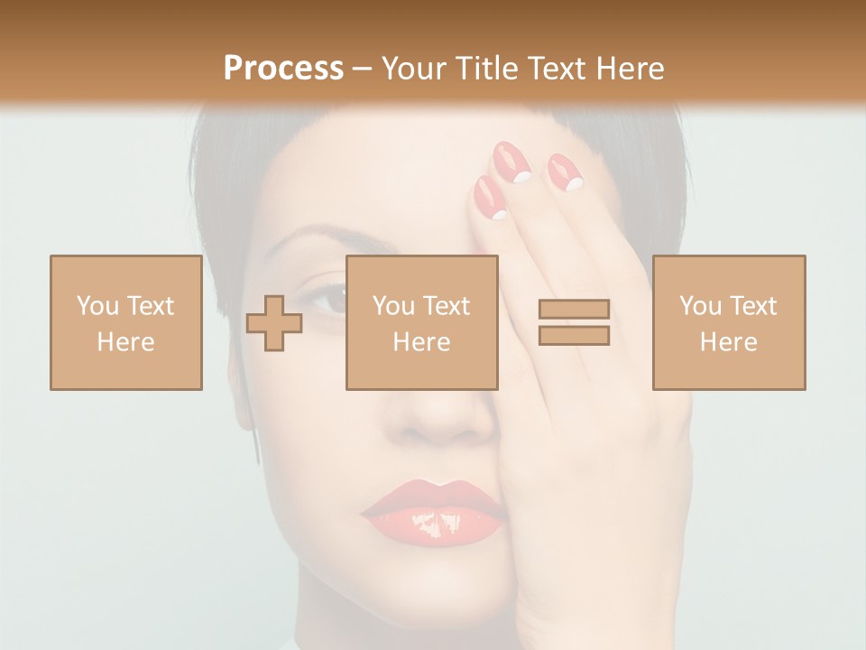A Woman With Red Lipstick Holding Her Hands To Her Face PowerPoint Template
