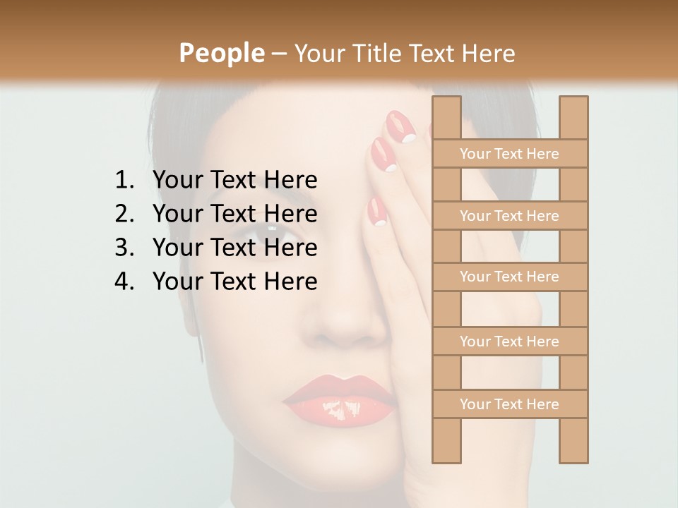 A Woman With Red Lipstick Holding Her Hands To Her Face PowerPoint Template