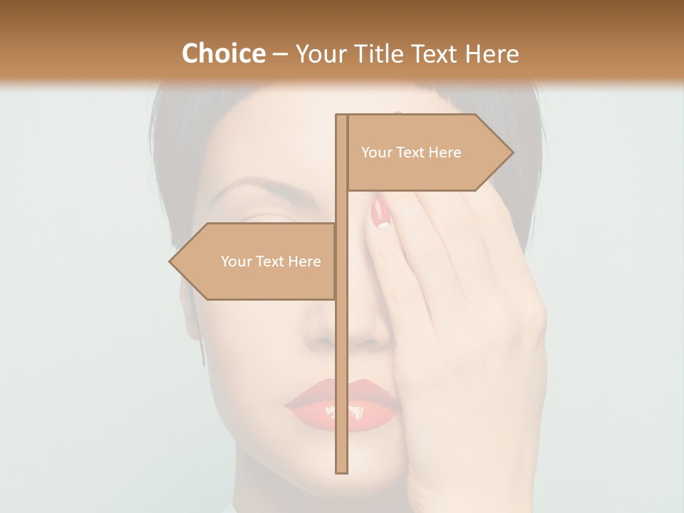 A Woman With Red Lipstick Holding Her Hands To Her Face PowerPoint Template