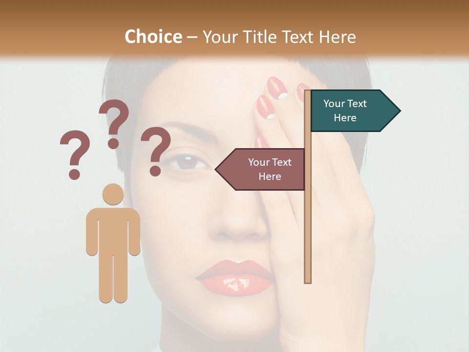 A Woman With Red Lipstick Holding Her Hands To Her Face PowerPoint Template