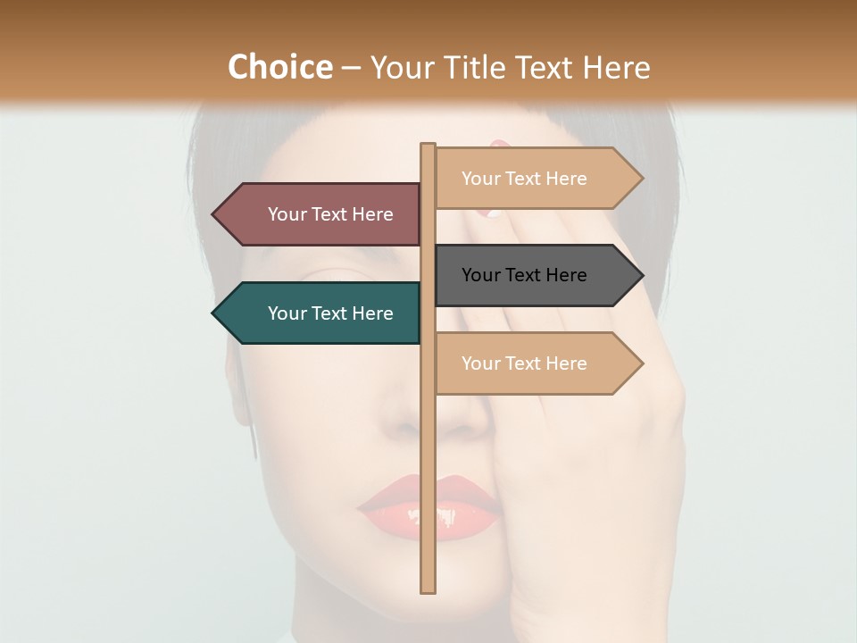 A Woman With Red Lipstick Holding Her Hands To Her Face PowerPoint Template