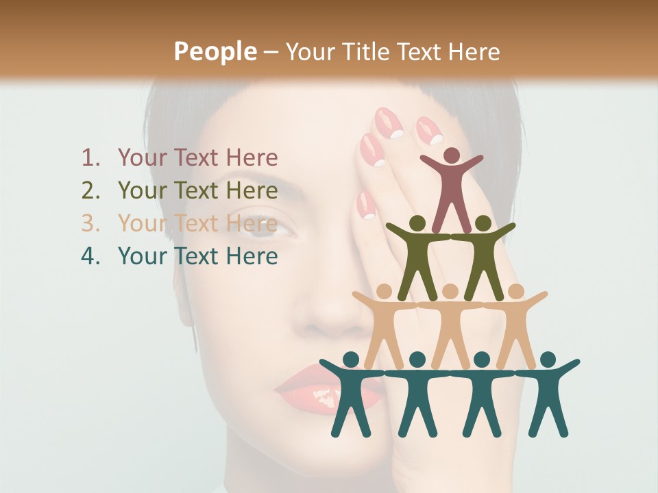 A Woman With Red Lipstick Holding Her Hands To Her Face PowerPoint Template