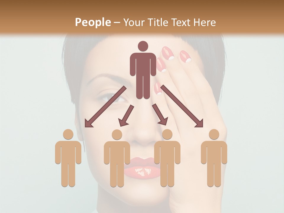 A Woman With Red Lipstick Holding Her Hands To Her Face PowerPoint Template