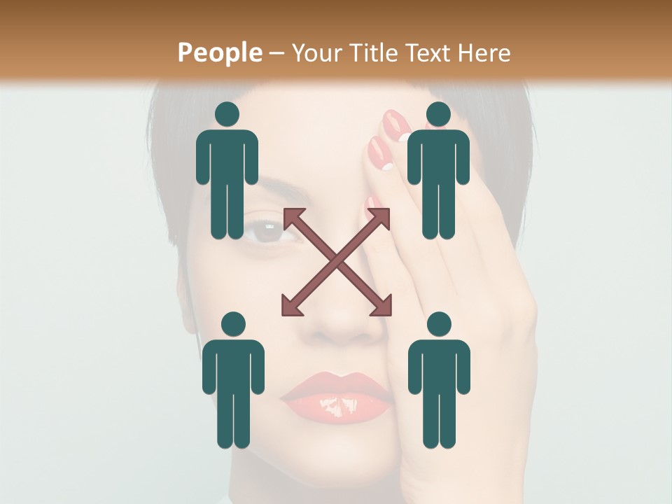 A Woman With Red Lipstick Holding Her Hands To Her Face PowerPoint Template