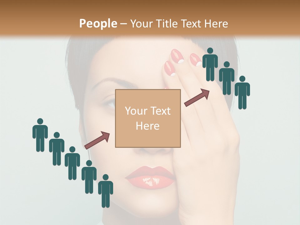 A Woman With Red Lipstick Holding Her Hands To Her Face PowerPoint Template