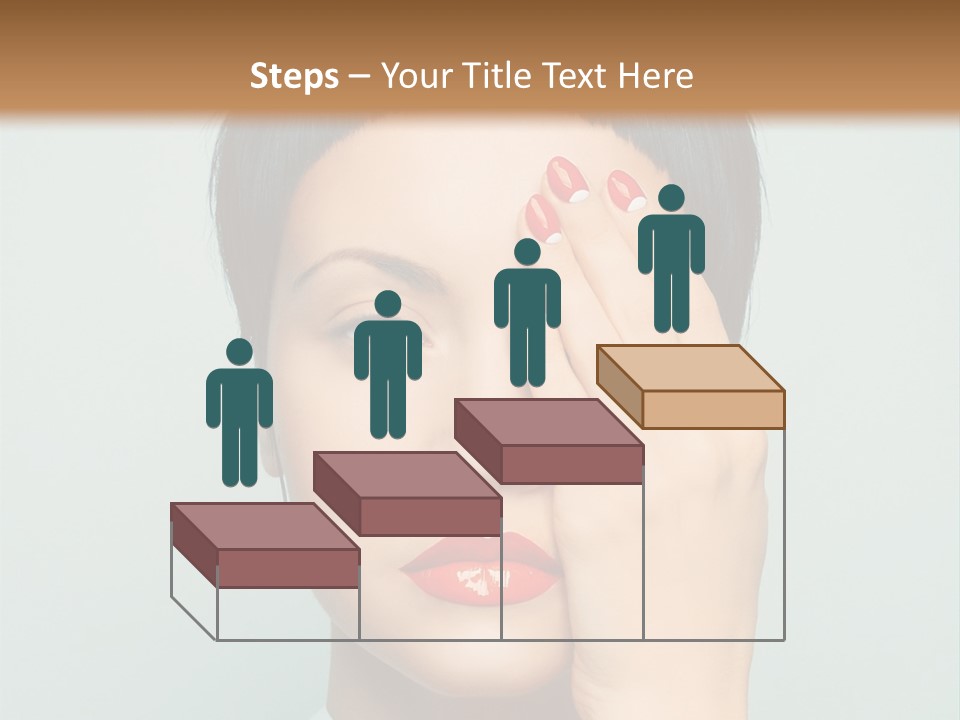 A Woman With Red Lipstick Holding Her Hands To Her Face PowerPoint Template