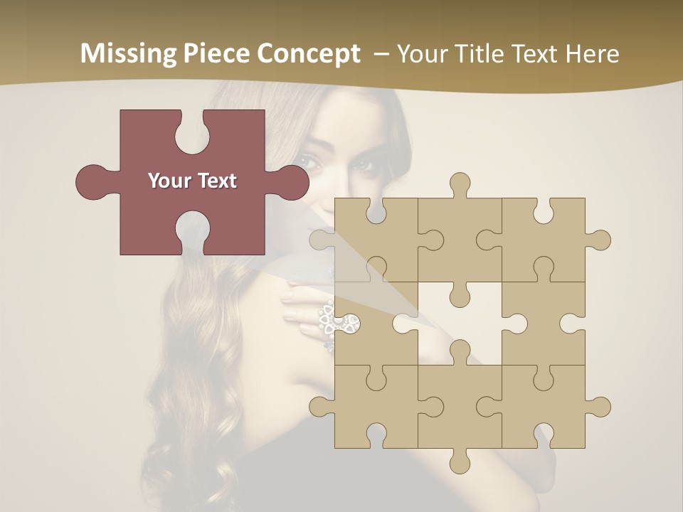 A Woman In A Black Dress With A Ring On Her Finger PowerPoint Template