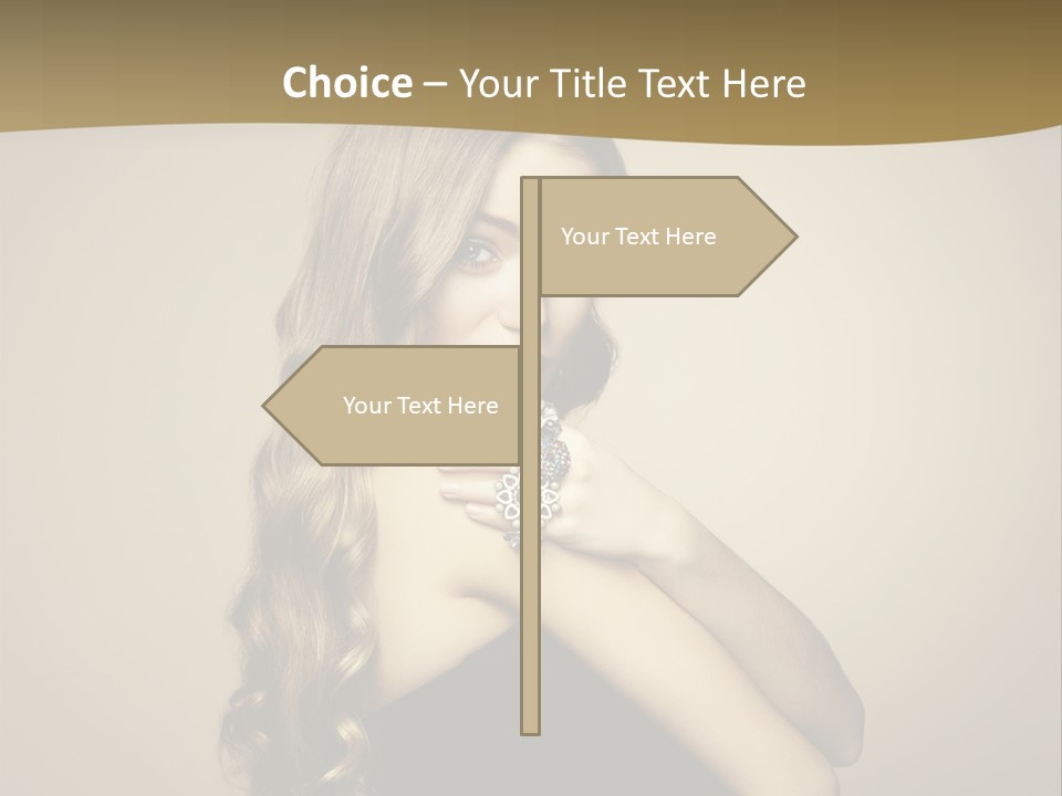 A Woman In A Black Dress With A Ring On Her Finger PowerPoint Template