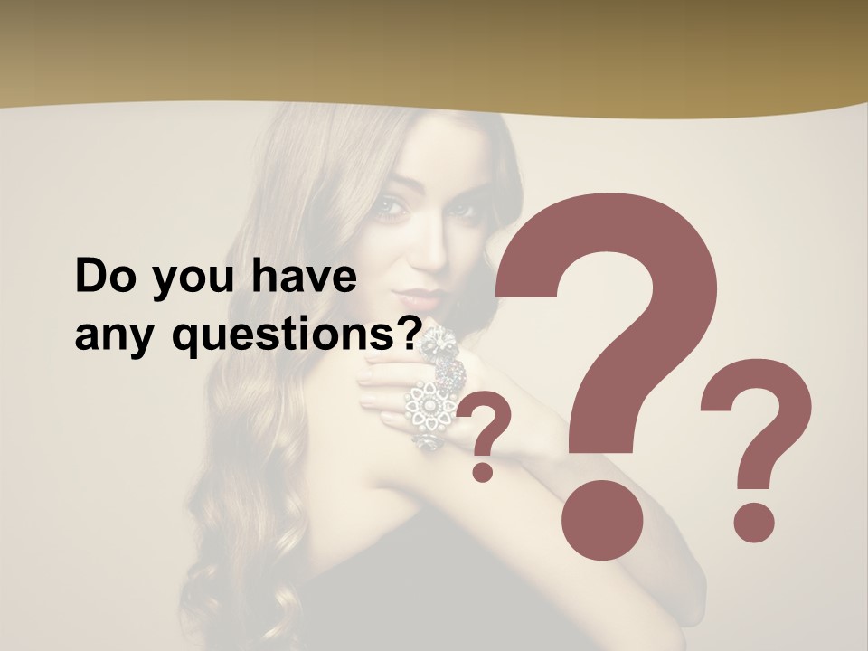 A Woman In A Black Dress With A Ring On Her Finger PowerPoint Template