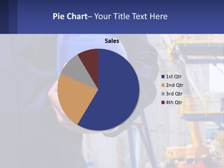 A Man Holding A Blue Hard Hat In His Hands PowerPoint Template