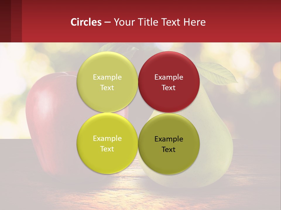 Two Apples And A Pear On A Wooden Table PowerPoint Template