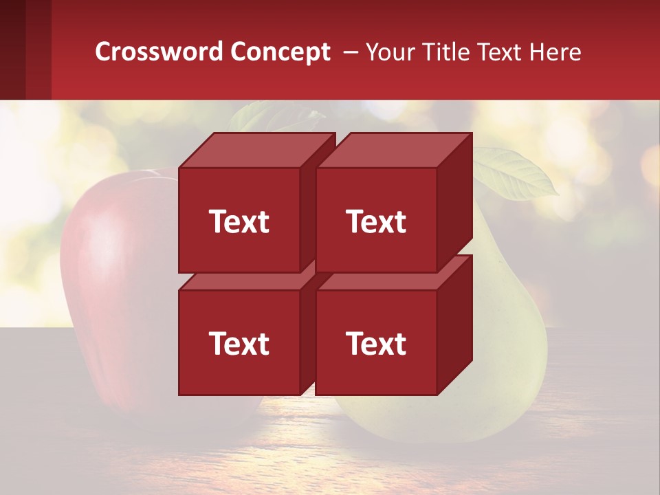 Two Apples And A Pear On A Wooden Table PowerPoint Template